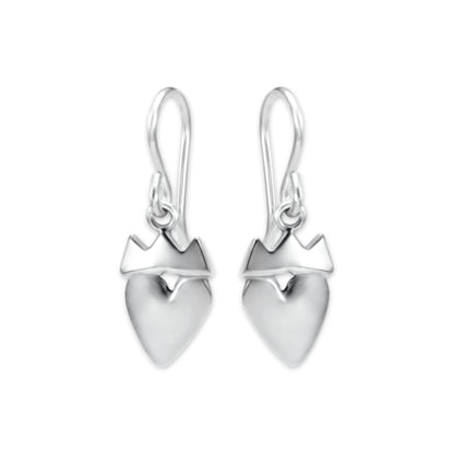 Sterling Silver Little Crown Heart Earrings - Modern Claddagh Earrings