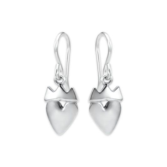 Sterling Silver Little Crown Heart Earrings - Modern Claddagh Earrings