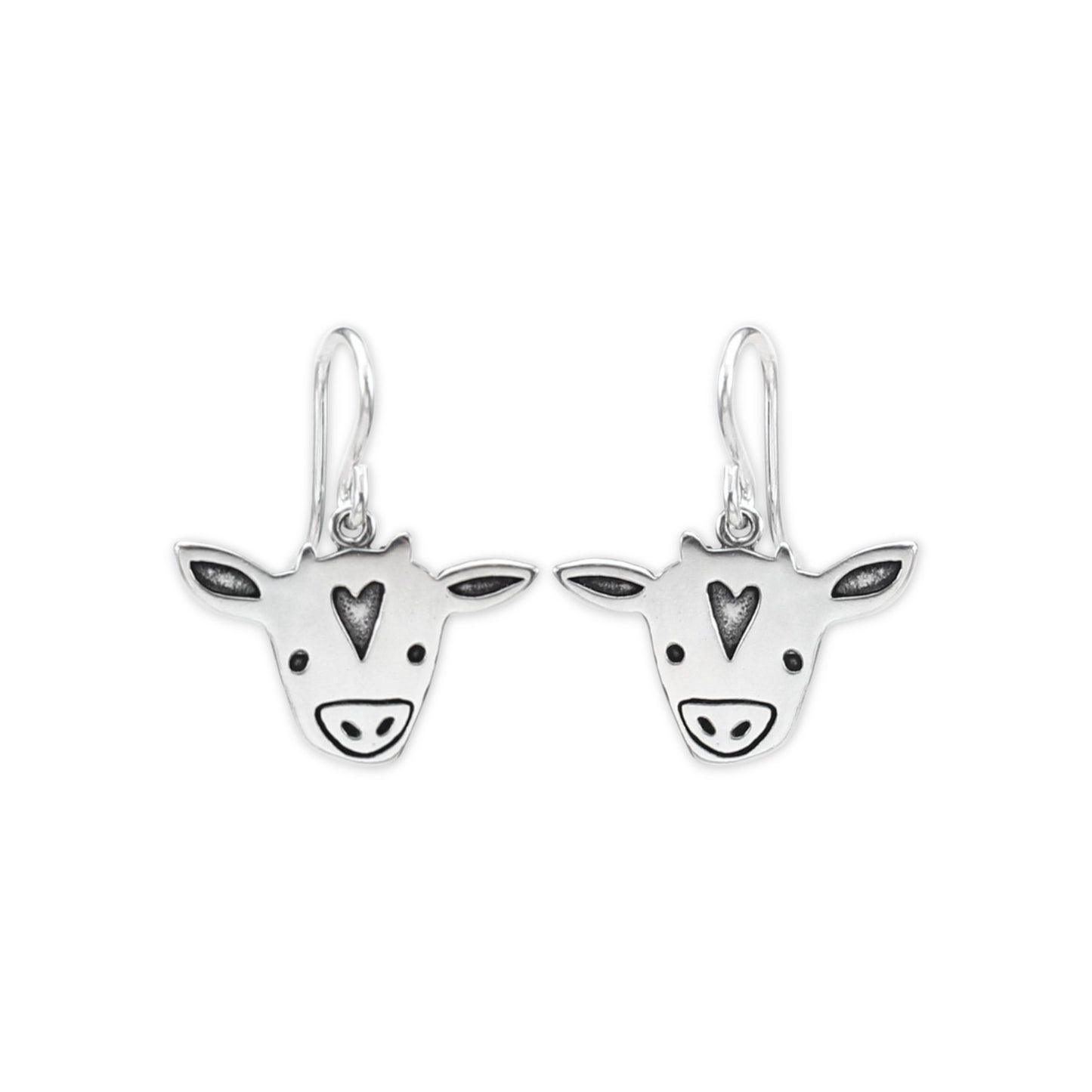Sterling Silver Cow Charm Earrings