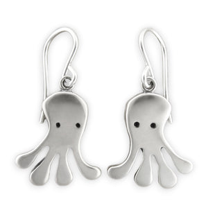 Sterling Silver Octopus Earrings - Octopus Charm Dangles