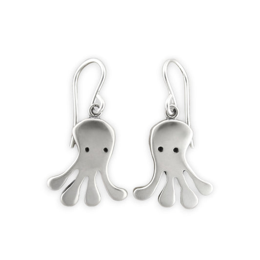Sterling Silver Octopus Earrings - Octopus Charm Dangles