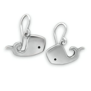 Sterling Silver Little Whale Earrings - Dangle 925 Whale Earring