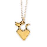Tiny Gold Pocket Cat Charm Necklace on Gold Filled Chain