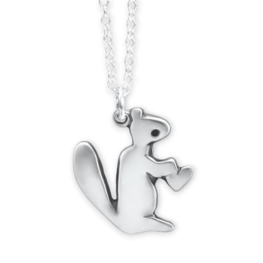 Sterling Silver Little Squirrel Charm Necklace on Adjustable Chain