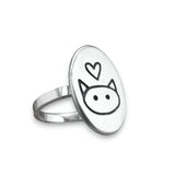Oval Sterling Silver Love My Cat Ring