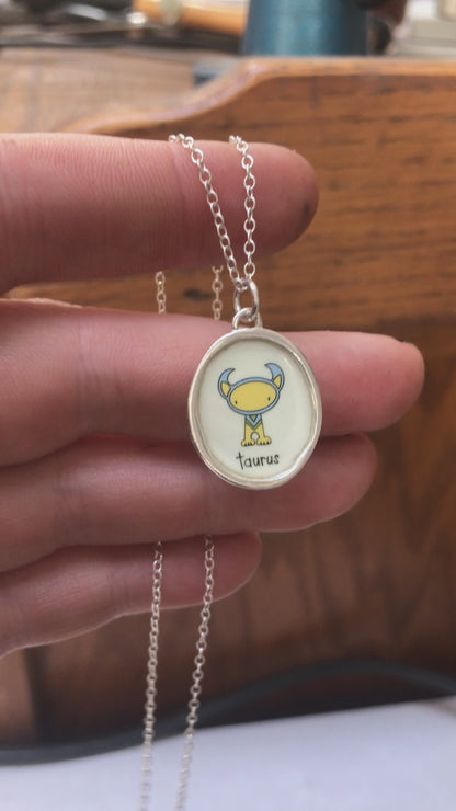 Sterling Silver Taurus Pendant on Adjustable Chain by Mark Poulin