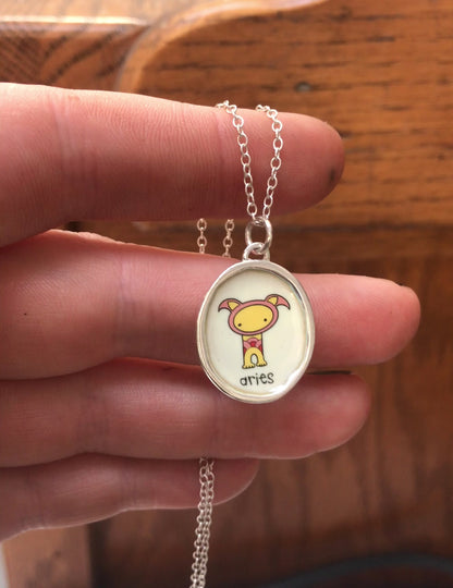 Sterling Silver Aries Pendant on Adjustable Chain by Mark Poulin