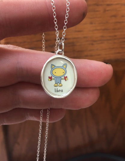 Sterling Silver Libra Pendant on Adjustable Chain by Mark Poulin