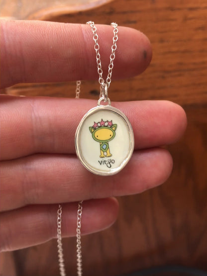 Sterling Silver Virgo Pendant on Adjustable Chain by Mark Poulin