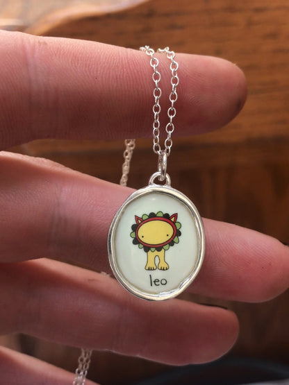 Sterling Silver Leo Pendant on Adjustable Chain by Mark Poulin