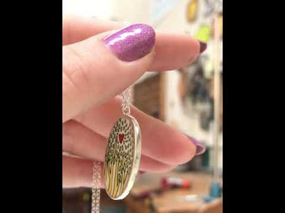 Reversible Sterling Silver and Enamel Trees and Roots Pendant with Quote - Romantic Jewelry