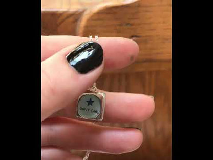 Please Stop Talking - Don't Care - Reversible Sterling Silver Introvert Pendant Necklace