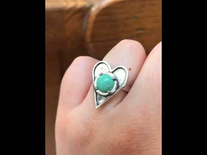 Large Prong Set Turquoise and Sterling Silver Heart Statement Ring
