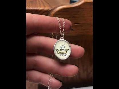 Dog Memorial Necklace - Sterling Silver and Enamel Pet Loss Jewelry