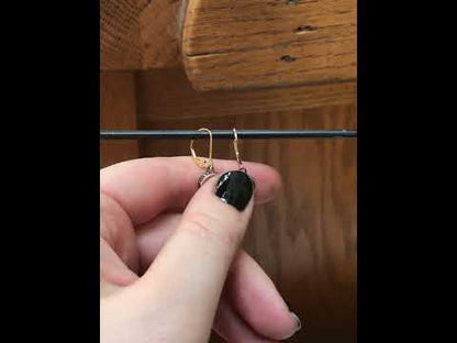 Small Round 24K Gold and Sterling Silver Earrings - Keum-Boo Dangles on Gold Fill Lever Backs