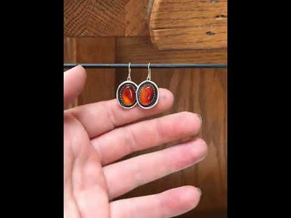 Carnelian Oval Dangle Earrings