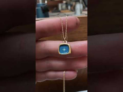 Gold Star Necklace - Sterling Silver And Blue Enamel Star Pendant - Star Charm Jewelry