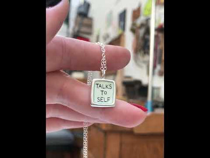 Daydreamer and Talks To Self Pendant - Reversible Sterling Silver and Enamel Introvert Necklace