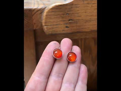 Sterling Silver Deep Orange Carnelian Earrings on Silver Lever Back Wires