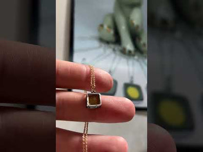 Small Square 24K Gold and Sterling Silver Necklace