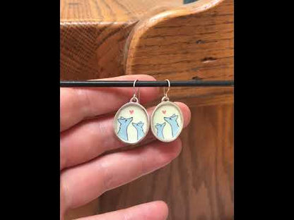 Coyote Family Sterling Silver and Enamel Earrings