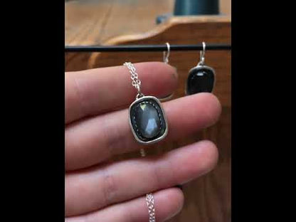 Grey Moonstone Necklace - Rose Cut Moonstone Pendant on Adjustable Chain