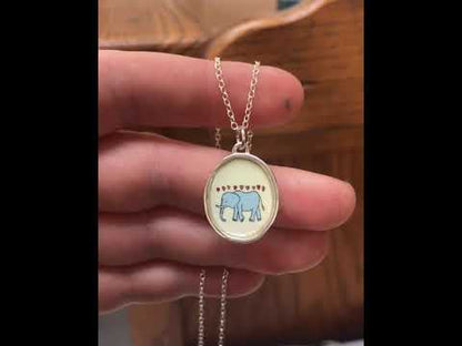 Sterling Silver and Enamel Elephant Love Pendant