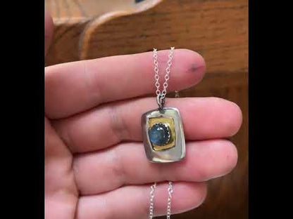 Sterling Silver and 24k Gold Labradorite Necklace on Adjustable Chain