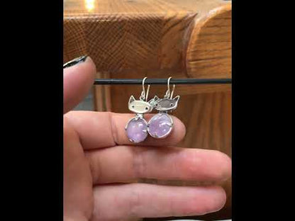 Prong Set Rose Quartz Cat Earrings