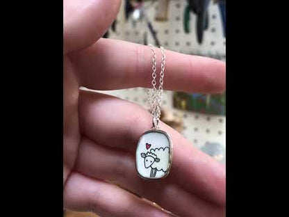 Sterling Silver Sheep Charm Necklace on Adjustable Sterling Chain