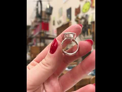 Sterling Silver and Enamel Square Love Kitty Ring