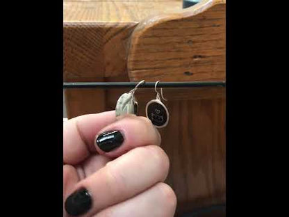 Black and White Cat Earrings in Sterling Silver and Enamel