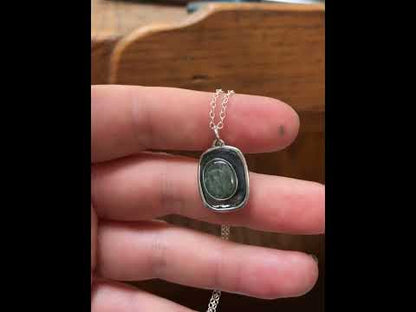 Shiny Green Kyanite Pendant in Sterling Silver Setting