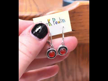 Dainty Carnelian Dangle Earrings on Sterling Lever Back Ear Wires