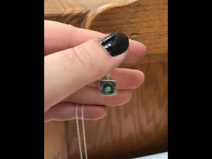 Rustic Shadow Box Turquoise Pendant with Geometric Detail