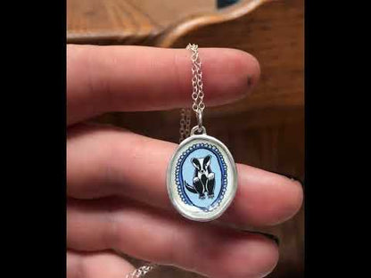 Badger Portrait Pendant in Blue - Enamel and Sterling Silver Animal Jewelry