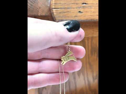 Gold Dipped Jumping Bunny Charm Necklace