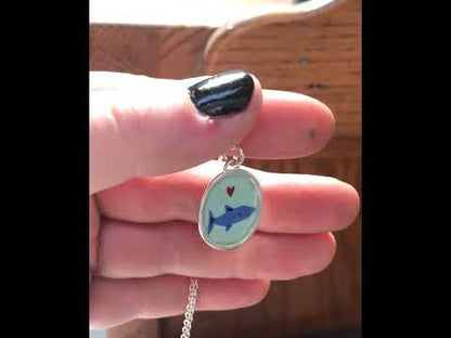 Shark Pendant crafted with Sterling Silver and Vitreous Enamel