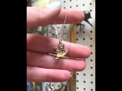 Sterling Silver Astro Cat Charm Necklace on an Adjustable Chain - Cat Jewelry