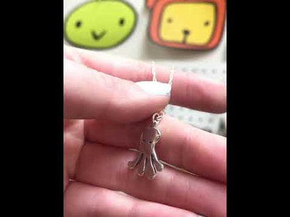 Sterling Silver Octopus Necklace - Octopus Charm Jewelry