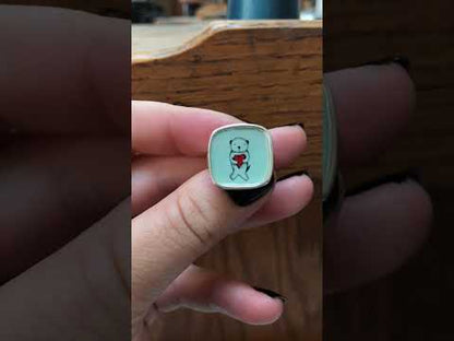 Otter Ring - Sterling Silver Otter Holding a Heart - Statement Jewelry