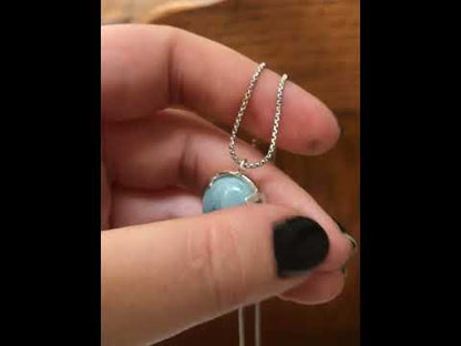 Prong Set Aquamarine In Sterling Silver on Box Chain