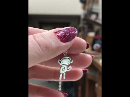 Sterling Silver Sock Monkey Charm Necklace on an Adjustable Chain