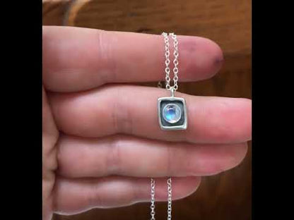 Tiny Rainbow Moonstone Necklace on Adjustable Sterling Chain