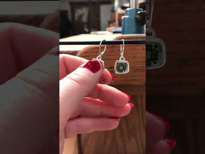 Lever Back Flower Earrings Made with Sterling Silver and Green Vitreous Enamel