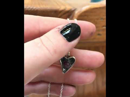 Heart Pendant with Rose Cut Pink Star Sapphire on Adjustable Sterling Chain