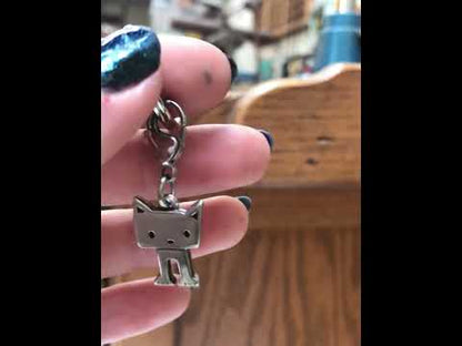 Pewter Kitten Keychain - Cat Key Ring