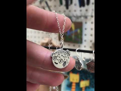 Sterling Silver Pufferfish Charm on Adjustable 16" 18" 20" Chain
