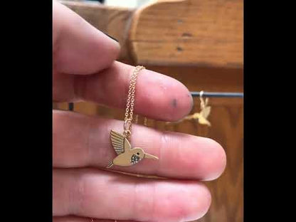 Gold Dipped Tiny Hummingbird Charm Necklace