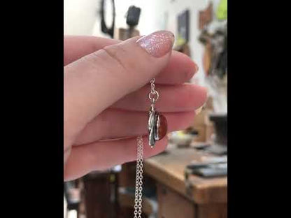 Sterling Silver and Carnelian Flower Pendant - Orange Gemstone Jewelry